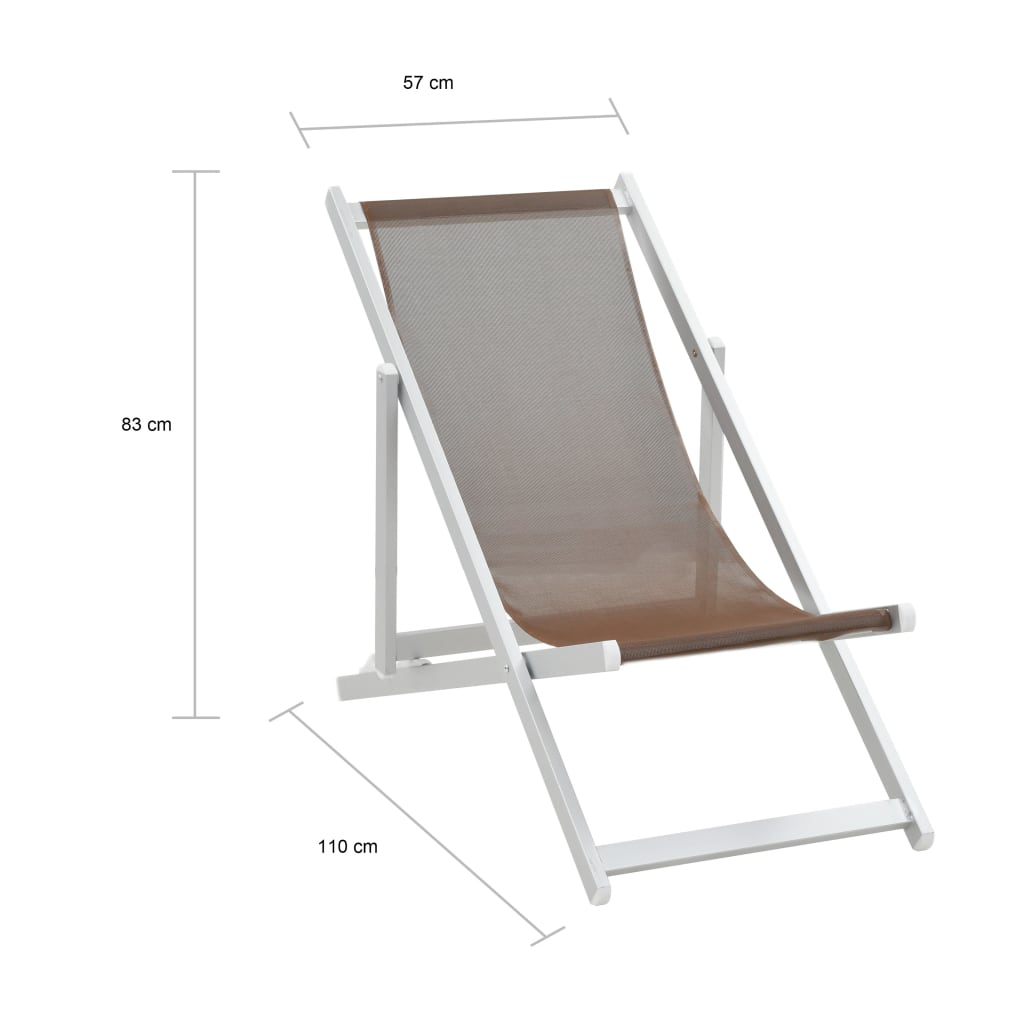 vidaXL Folding Beach Chairs 2 pcs Aluminium and Textilene Brown