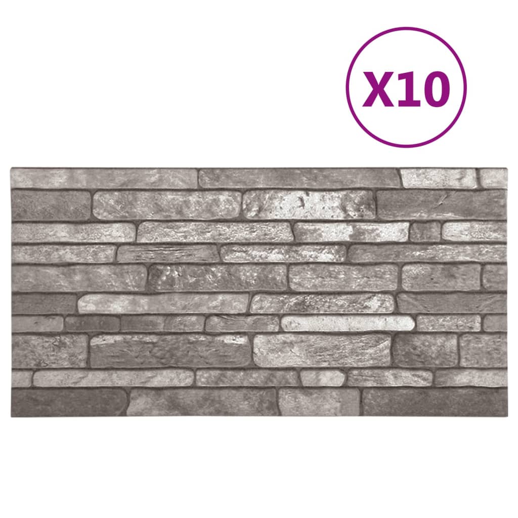 vidaXL 3D Wall Panels with Dark Grey Brick Design 10 pcs EPS