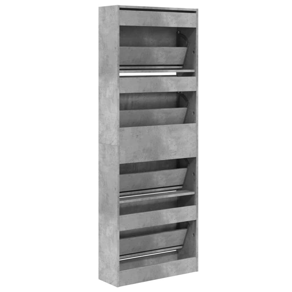 vidaXL Shoe Cabinet Concrete Grey 60x21x163.5 cm Engineered Wood