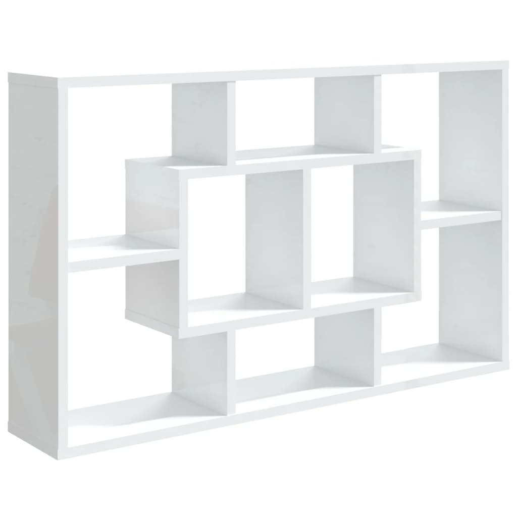 vidaXL Wall Shelf High Gloss White 85x16x52.5 cm Engineered Wood
