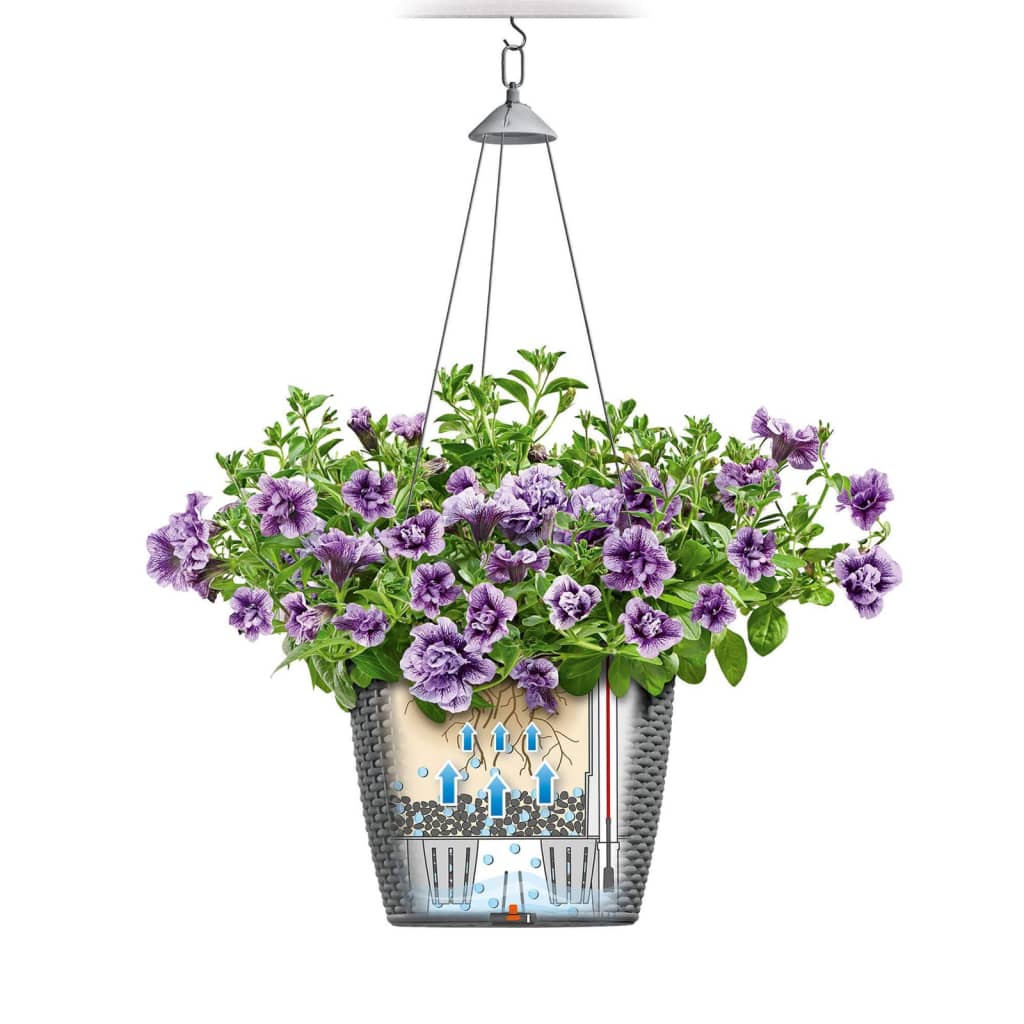 LECHUZA Hanging Planter NIDO Cottage 28 ALL-IN-ONE Mocha