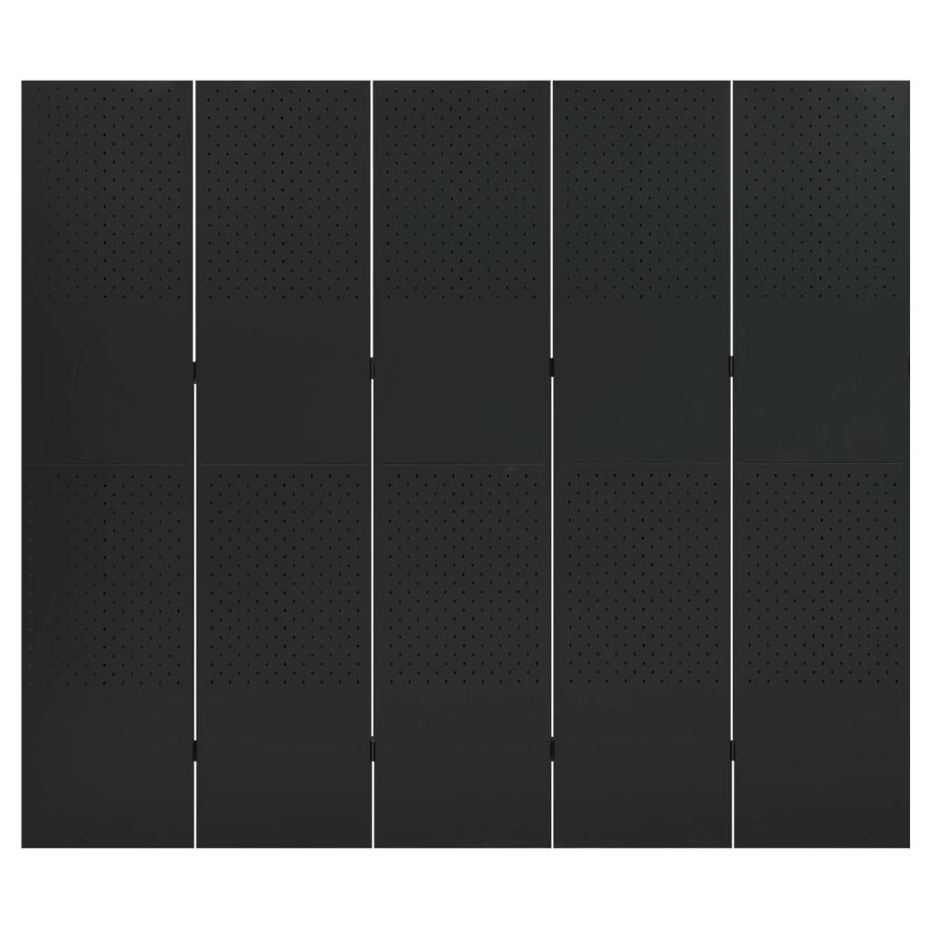 vidaXL 5-Panel Room Divider Black 200x180 cm Steel