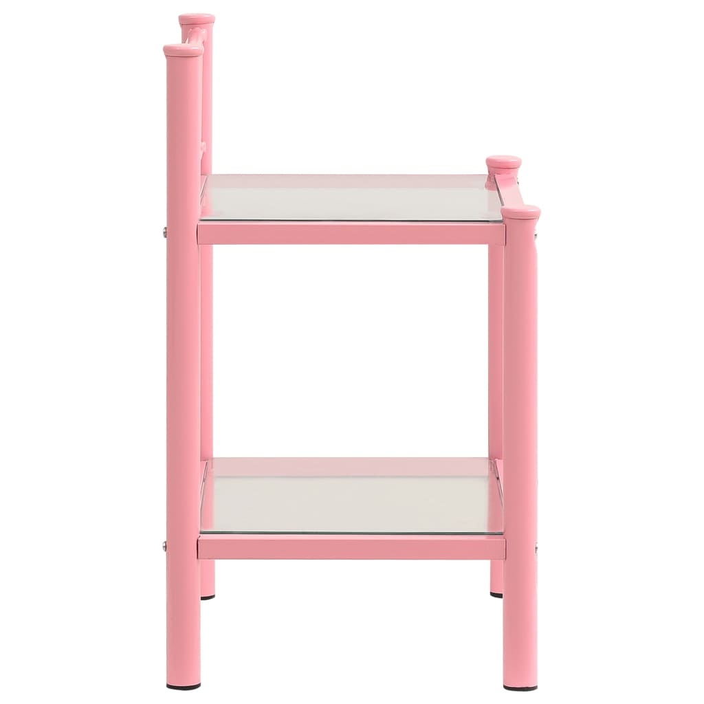 vidaXL Bedside Cabinet Pink&Transparent 45x34.5x60.5 cm Metal & Glass
