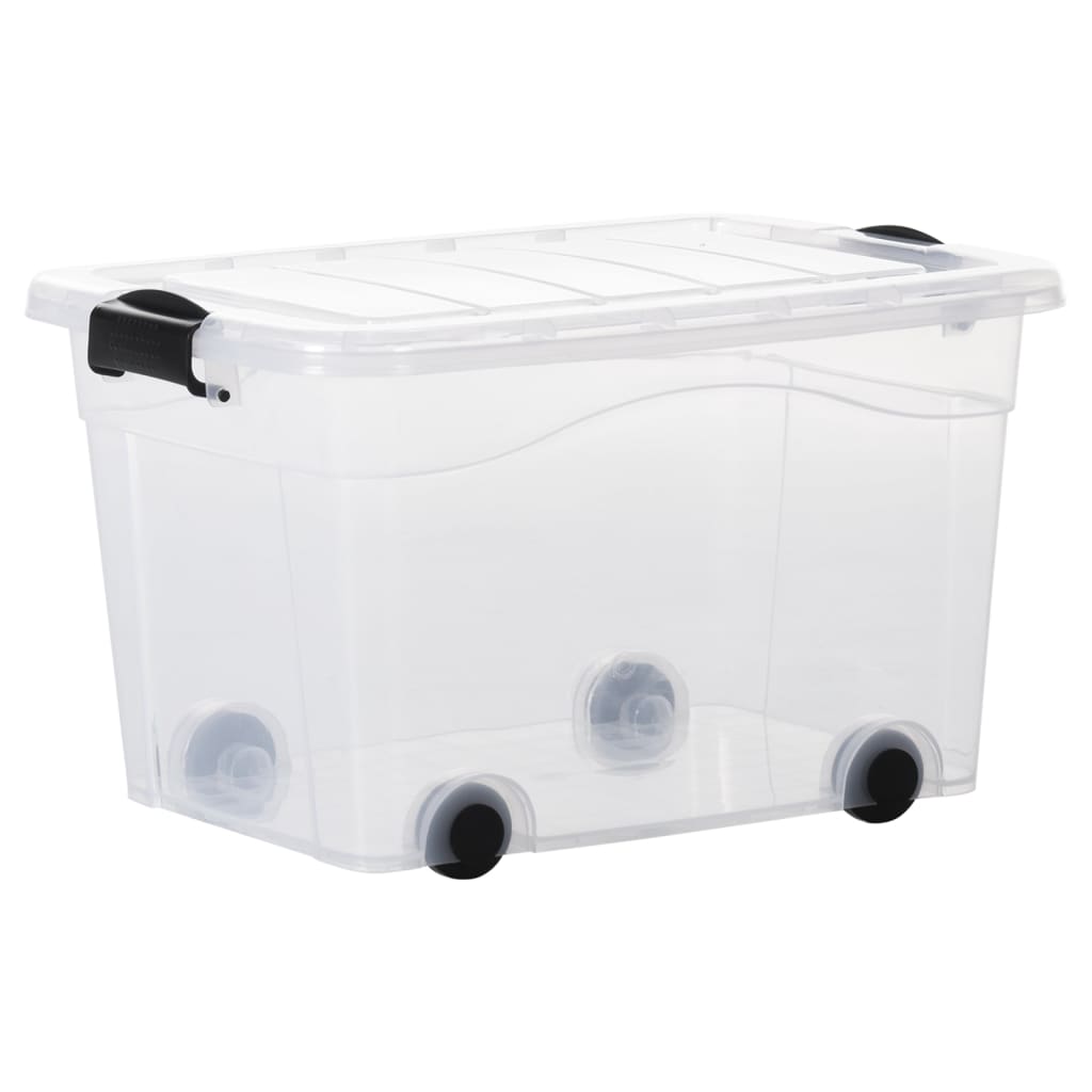 vidaXL Storage Boxes with Wheels & Lids 2 pcs Transparent 40 L