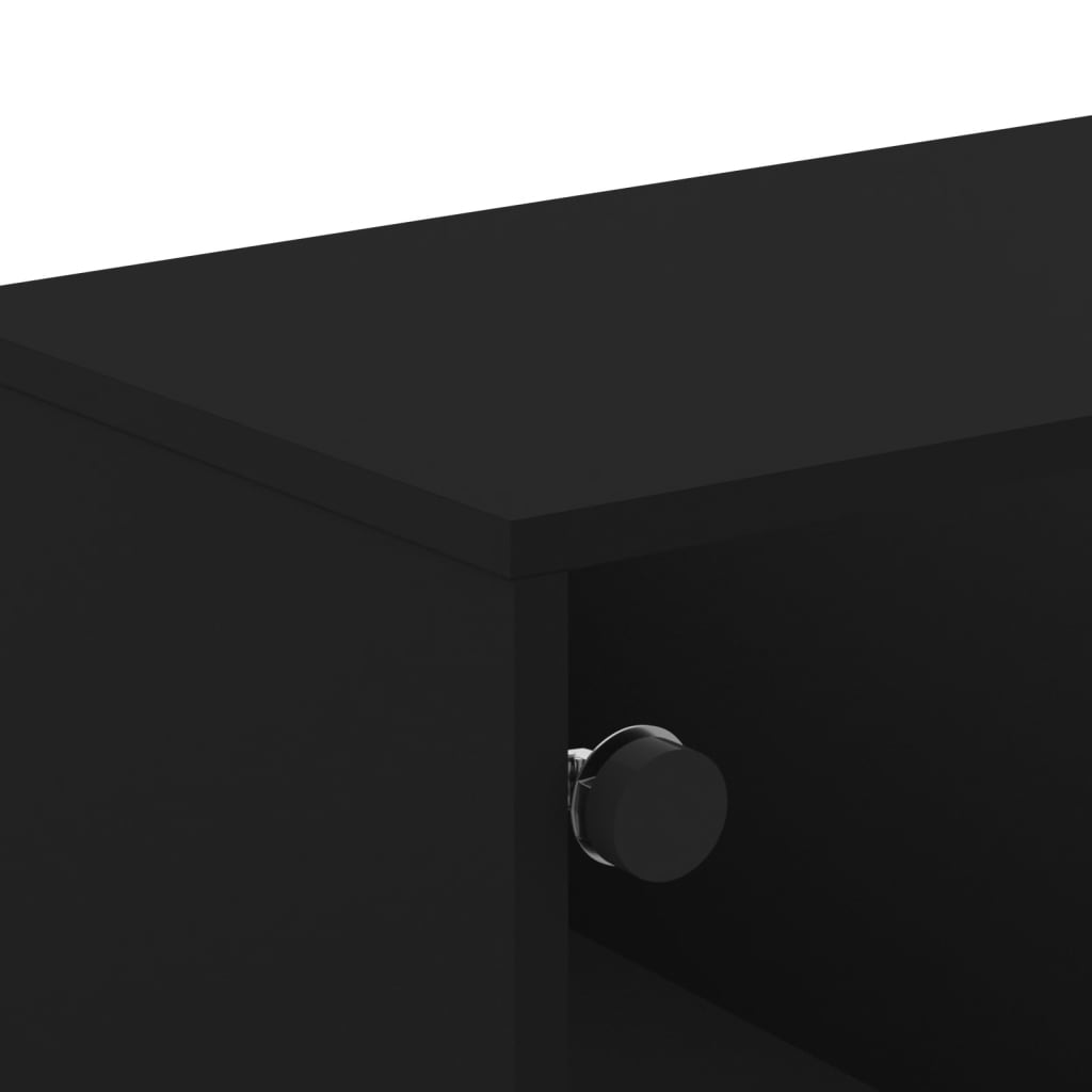 vidaXL TV Cabinet with Glass Doors Black 102x37x50 cm