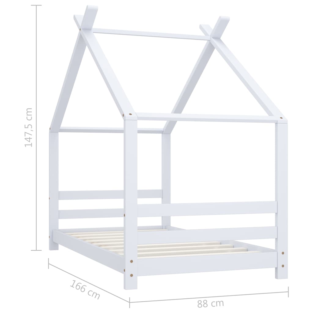 vidaXL Kids Bed Frame White Solid Pine Wood 80x160 cm