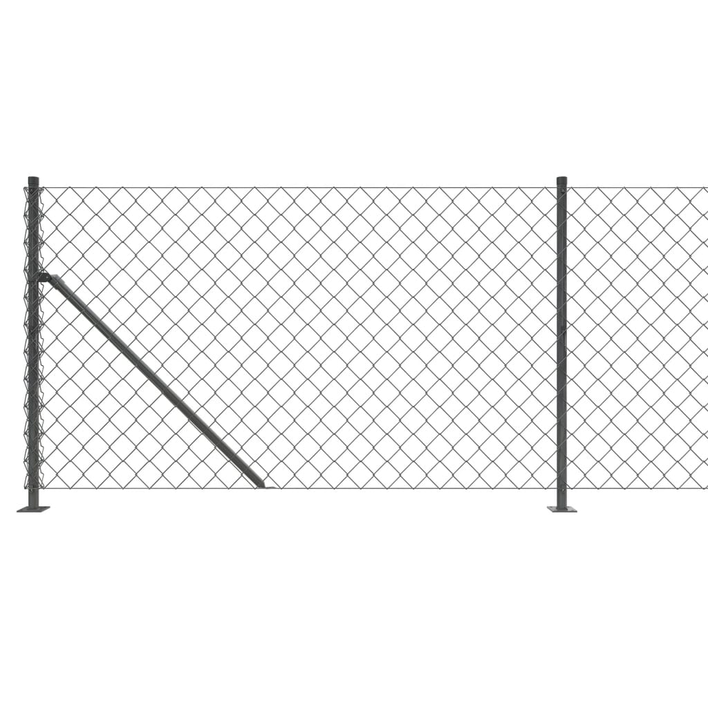 vidaXL Chain Link Fence with Flange Anthracite 0.8x10 m