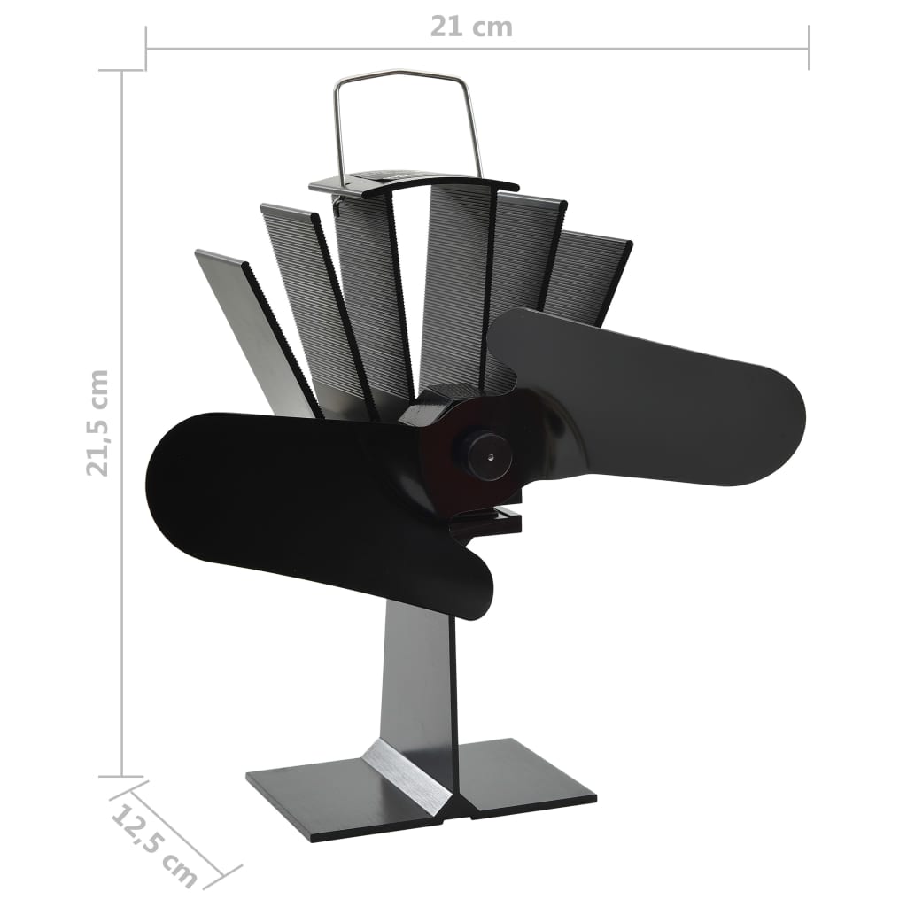 vidaXL Heat Powered Stove Fan 2 Blades Black | vidaXL.co.uk