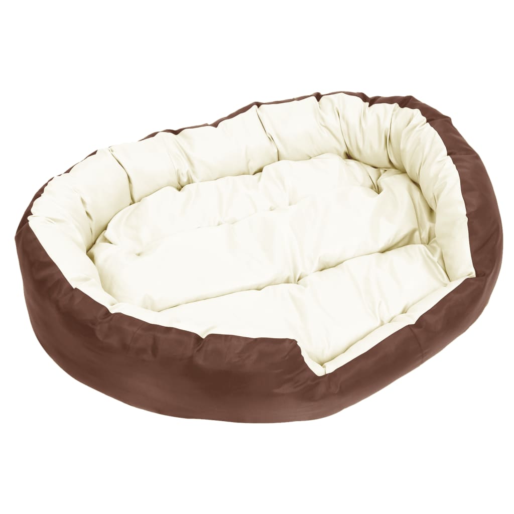 vidaXL Reversible & Washable Dog Cushion Brown and Cream 110x80x23 cm