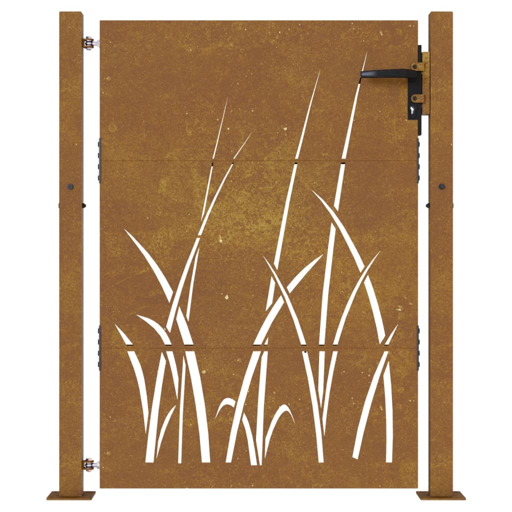 vidaXL Garden Gate 105x155 cm Corten Steel Grass Design