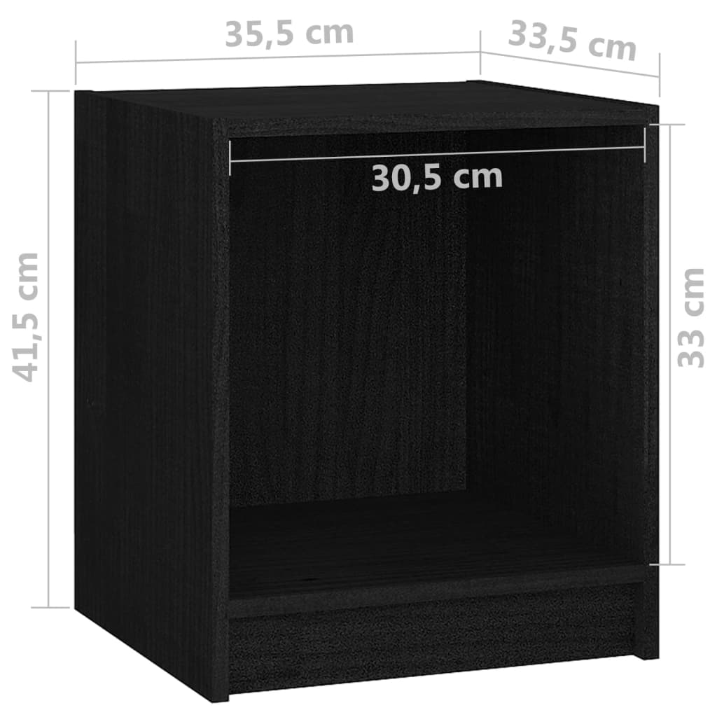 vidaXL Bedside Cabinet Black 35.5x33.5x41.5 cm Solid Pinewood