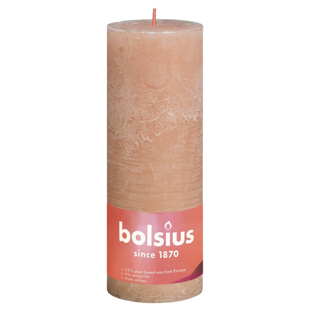 Bolsius Rustic Pillar Candles Shine 4 pcs 190x68 mm Misty Pink