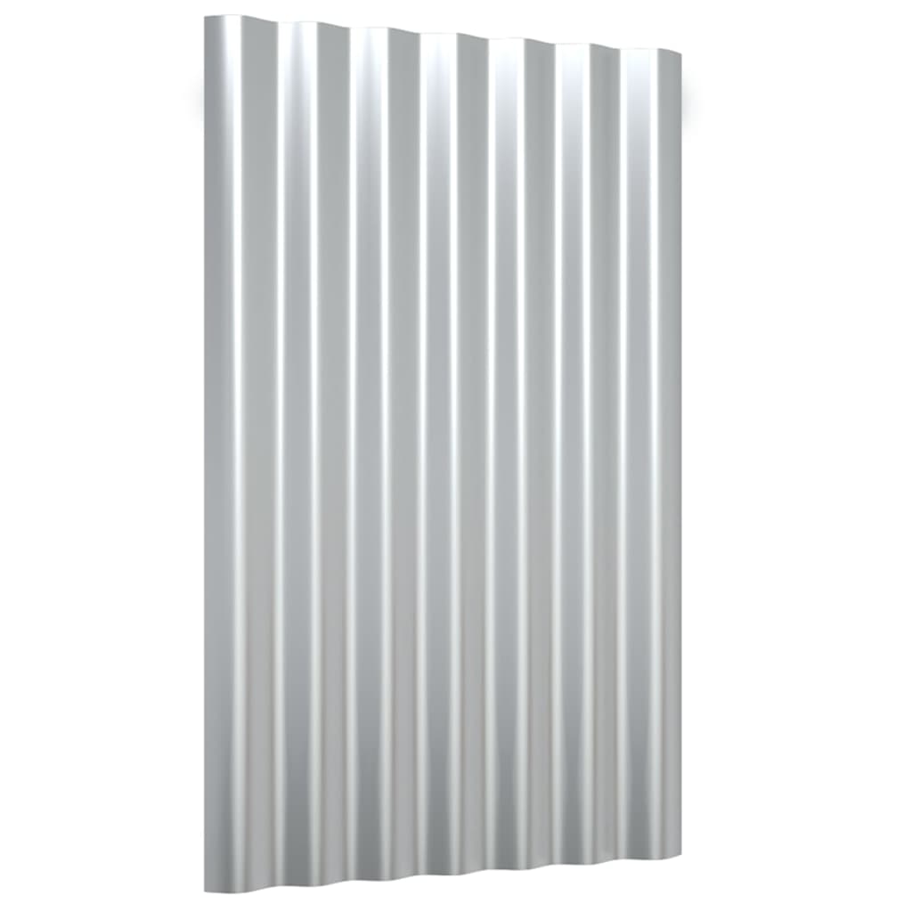 vidaXL Roof Panels 36 pcs Powder-coated Steel Silver 60x36 cm