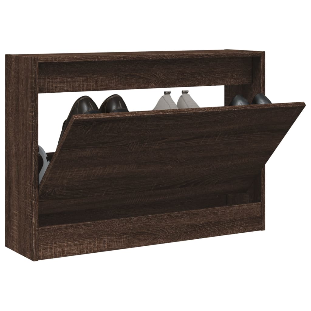 vidaXL Shoe Cabinet Brown Oak 80x21x57 cm Engineered Wood