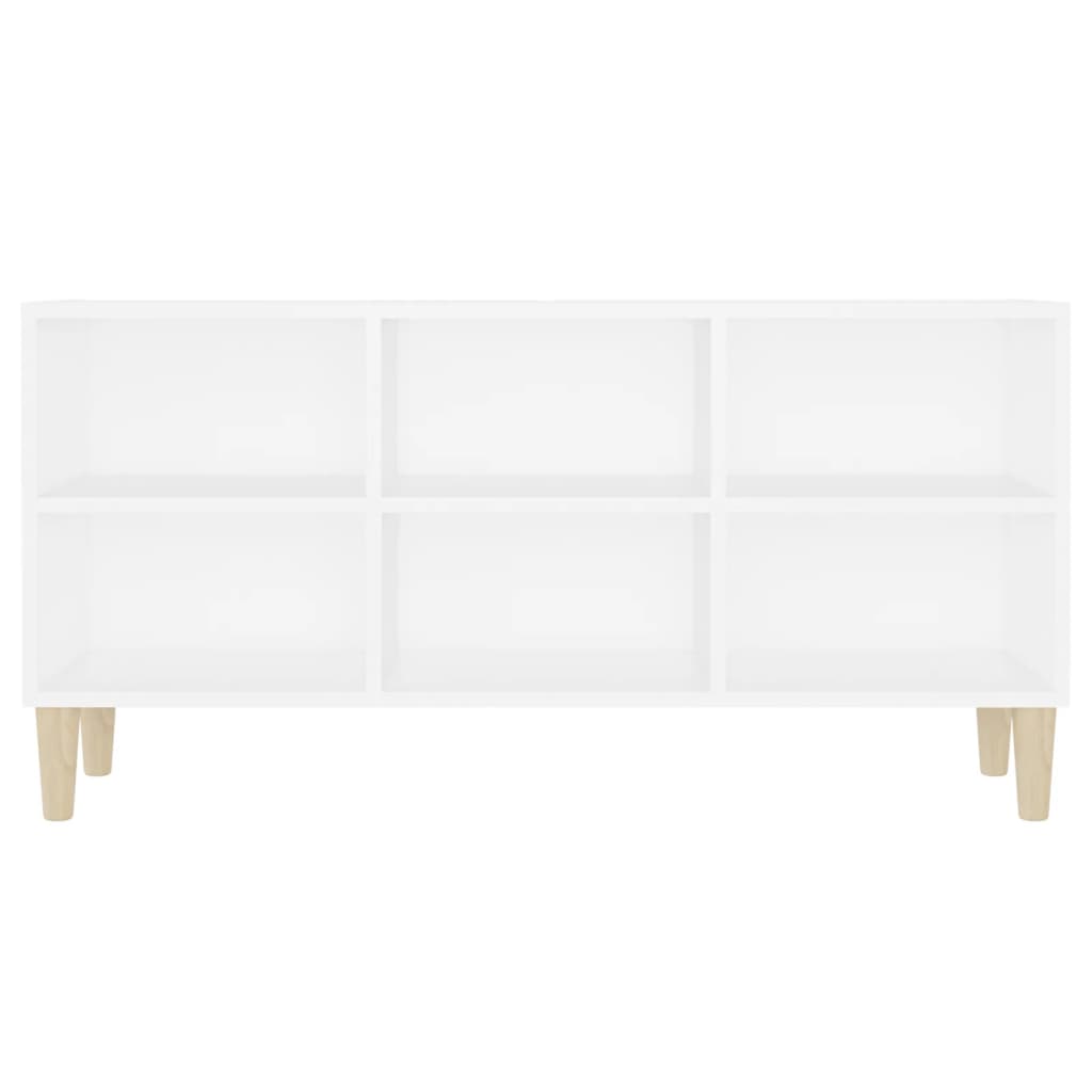 vidaXL TV Cabinet with Solid Wood Legs White 103.5x30x50 cm
