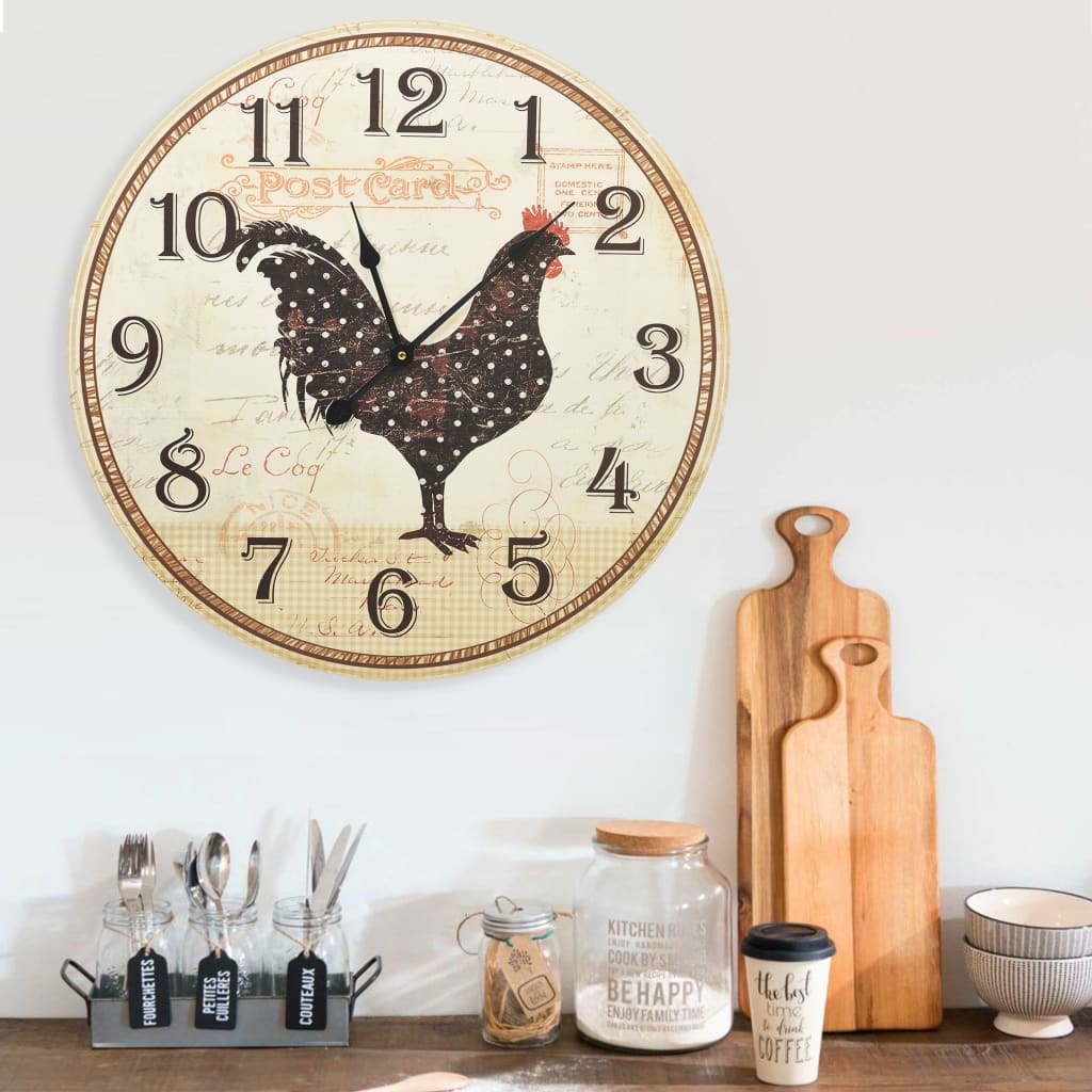 vidaXL Wall Clock with Chicken Design Multicolour 60 cm MDF