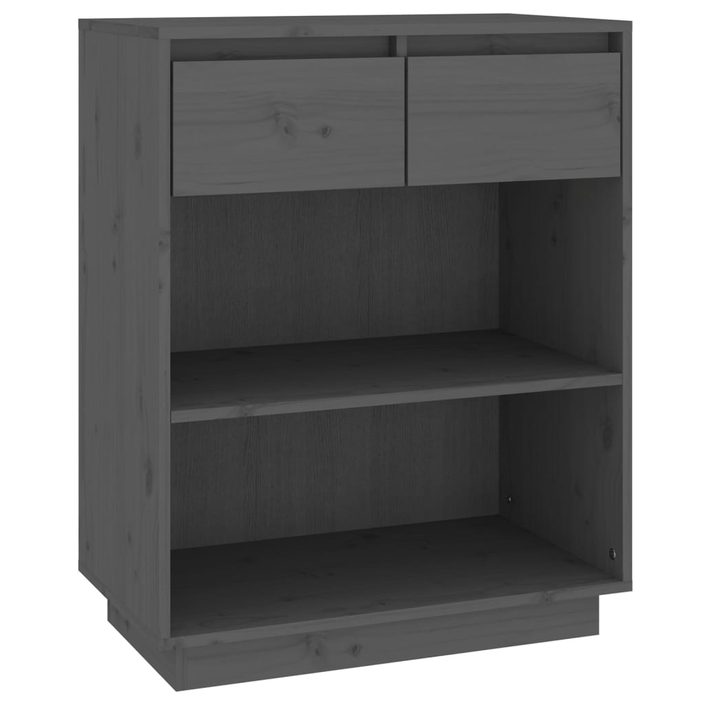 vidaXL Console Cabinet Grey 60x34x75 cm Solid Wood Pine