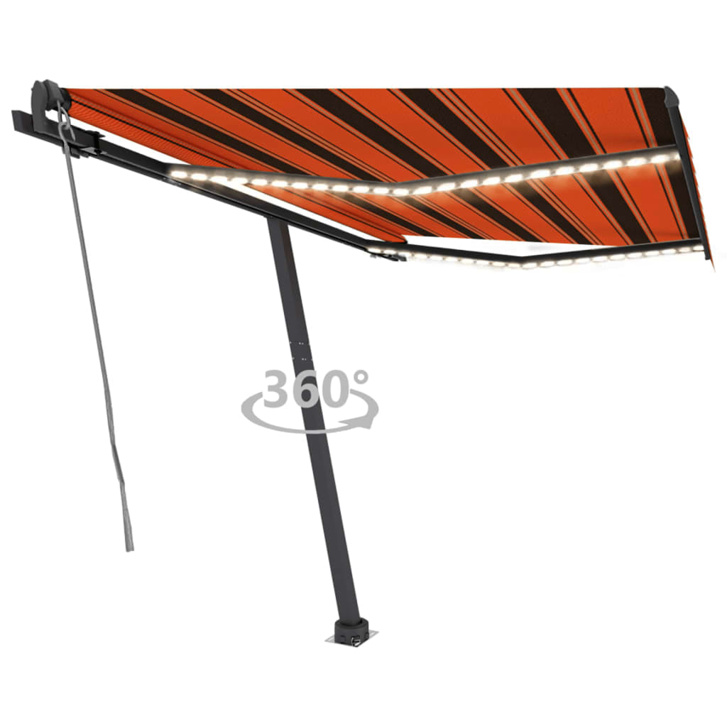 vidaXL Automatic Awning with LED&Wind Sensor 350x250 cm Orange/Brown