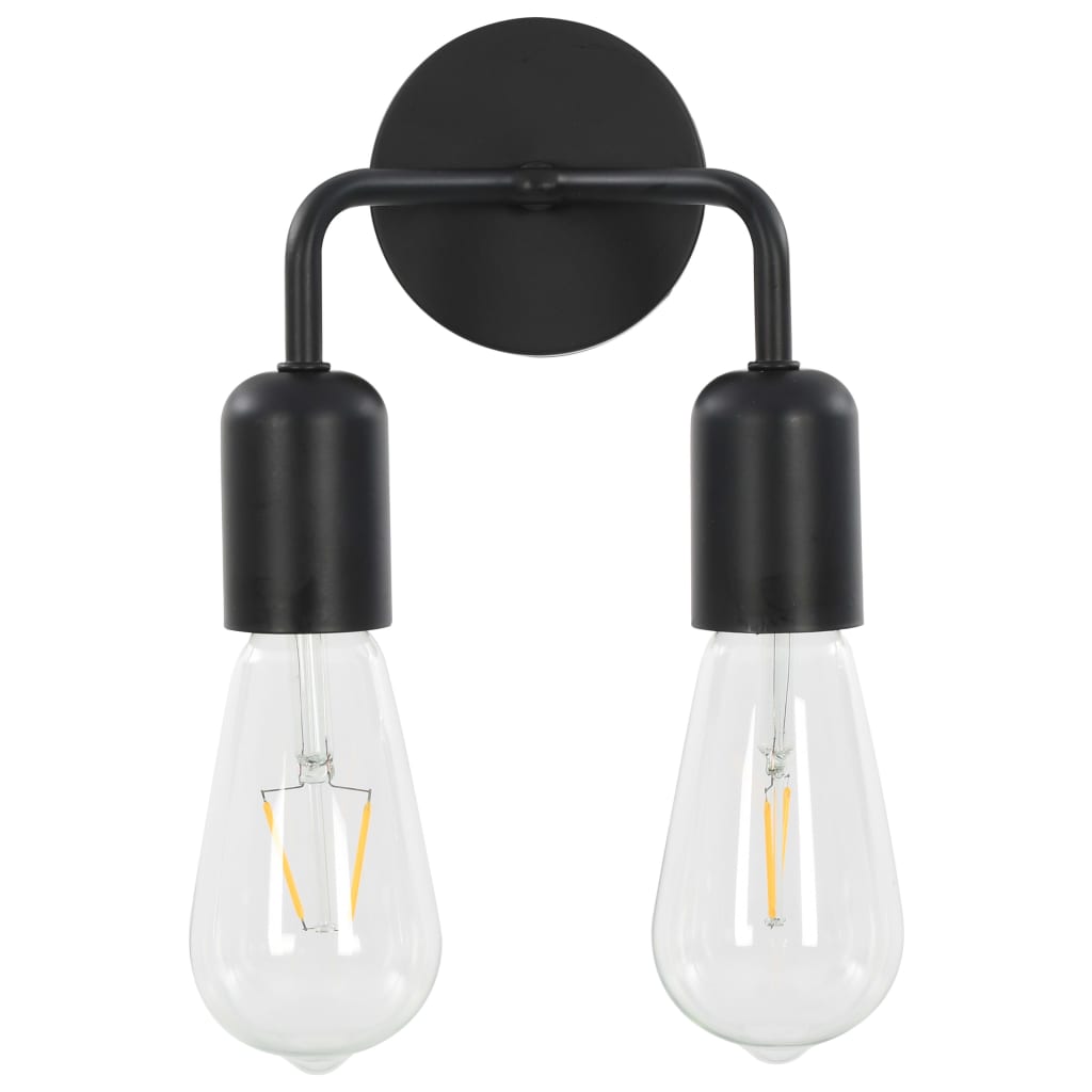 vidaXL Wall Light with Filament Bulbs 2 W Black E27