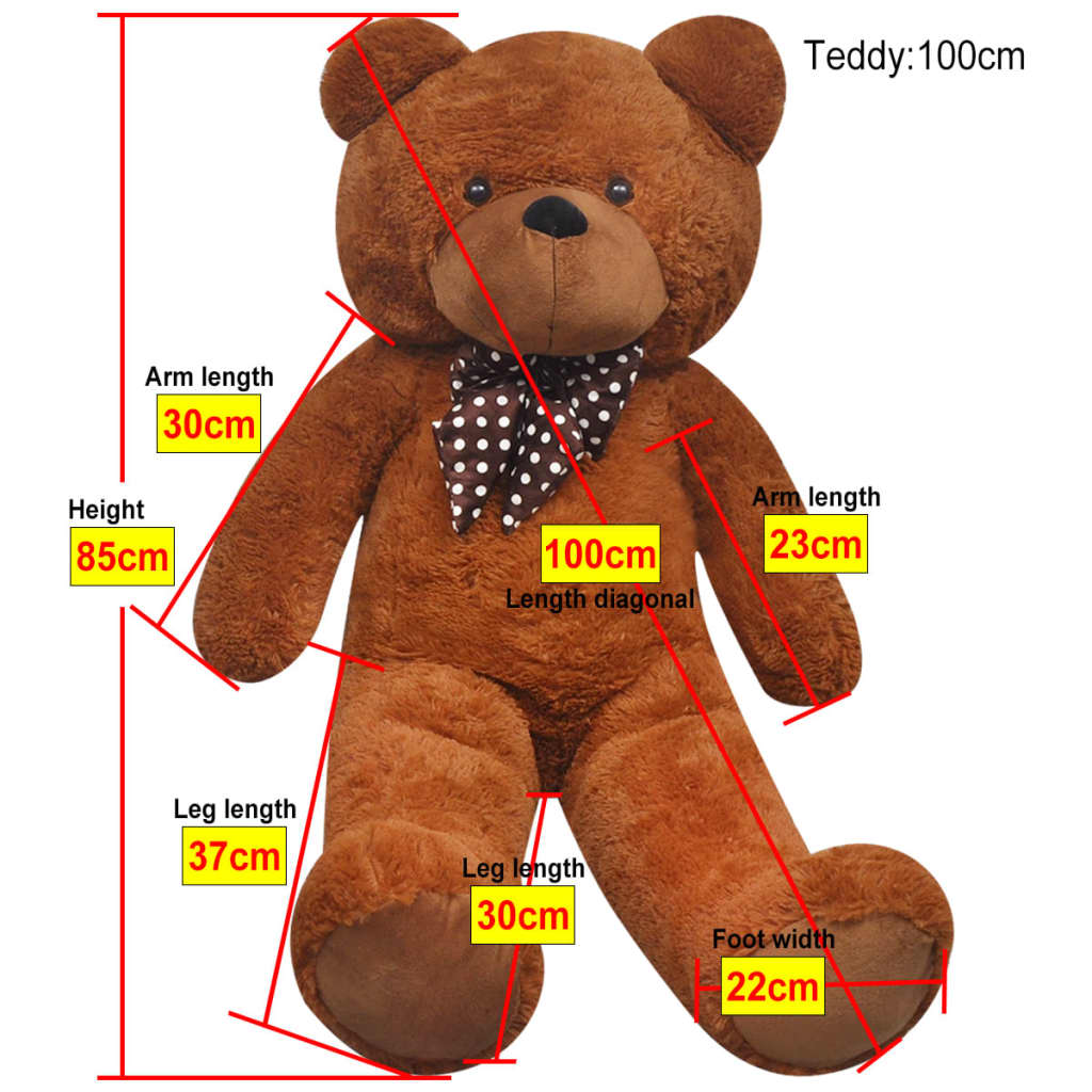 vidaXL XXL Soft Plush Teddy Bear Toy Brown 85 cm
