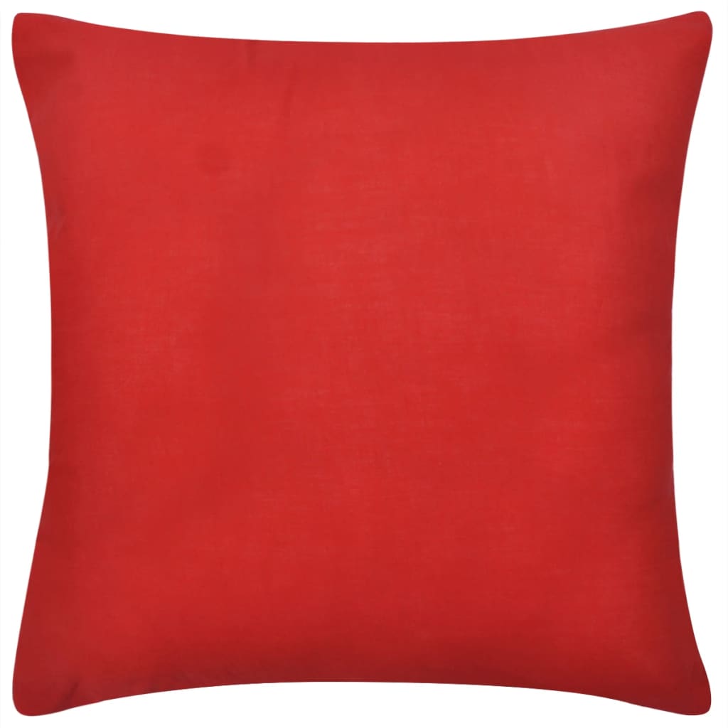 4 Red Cushion Covers Cotton 50 x 50 cm