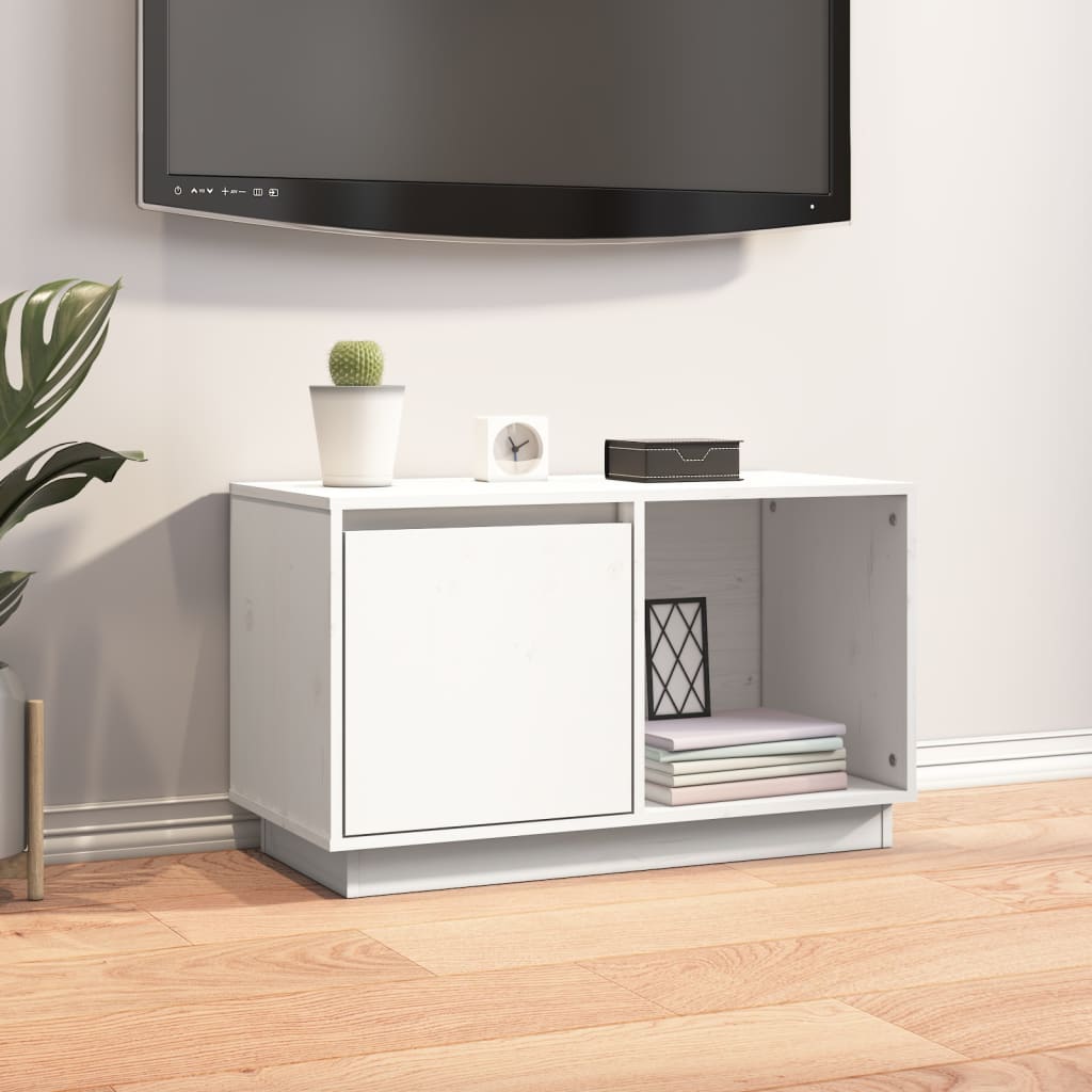 vidaXL TV Cabinet White 74x35x44 cm Solid Wood Pine