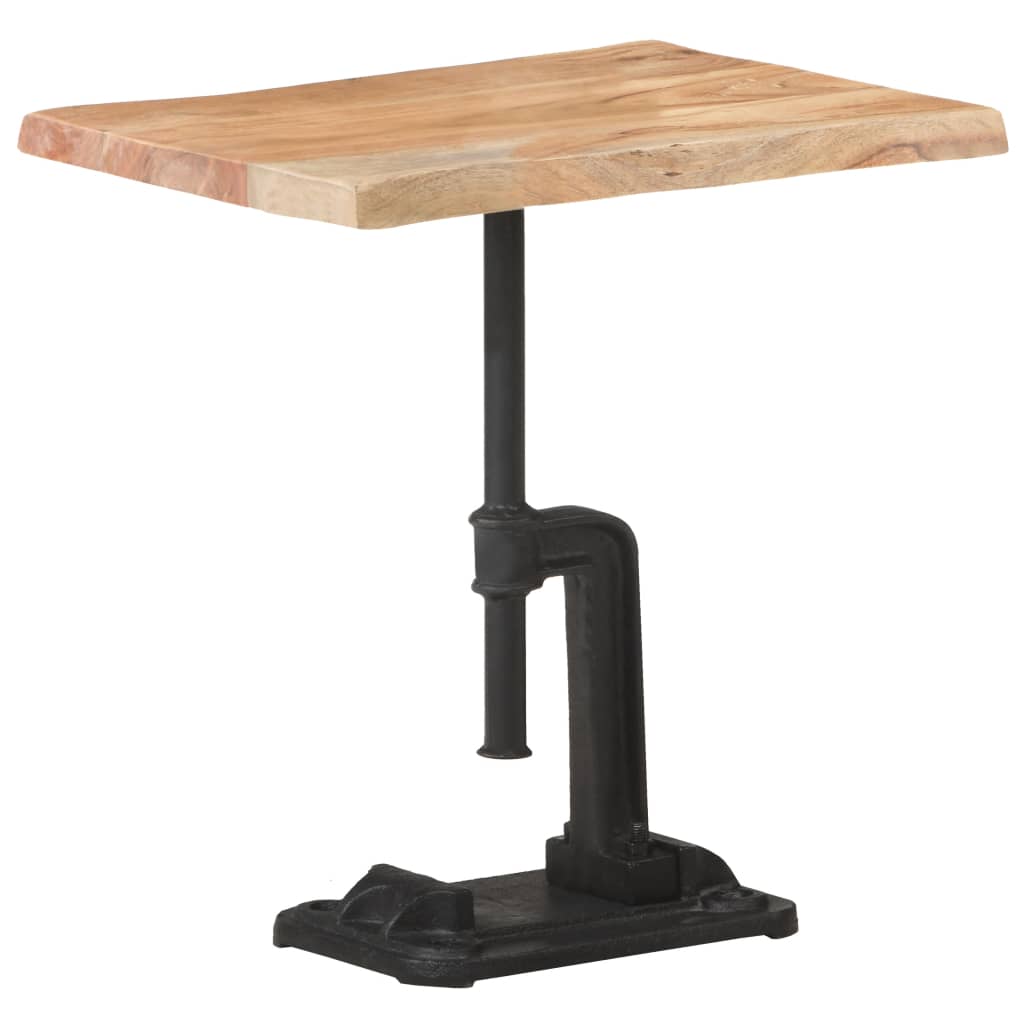 vidaXL Side Table Light Wood 45x35x48 cm Solid Acacia Wood & Cast Iron
