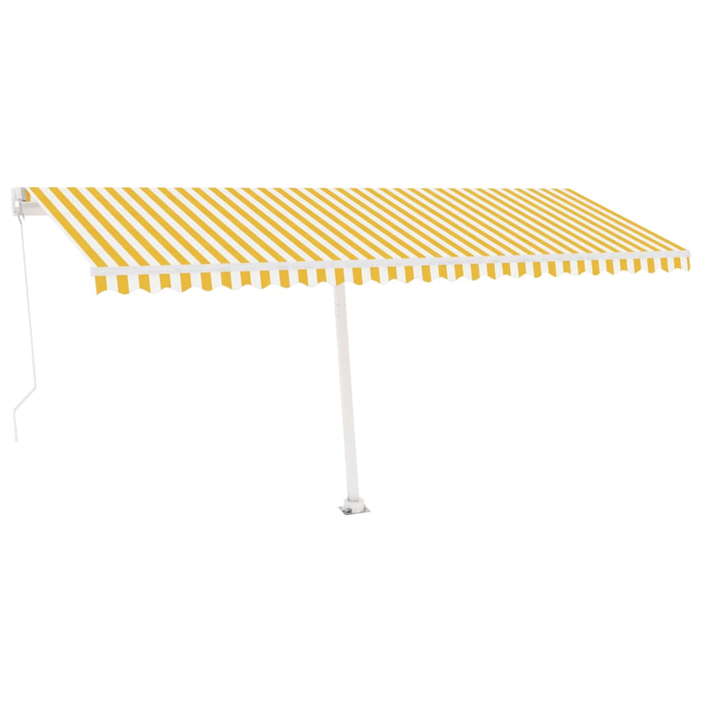 vidaXL Freestanding Manual Retractable Awning 500x350 cm Yellow/White