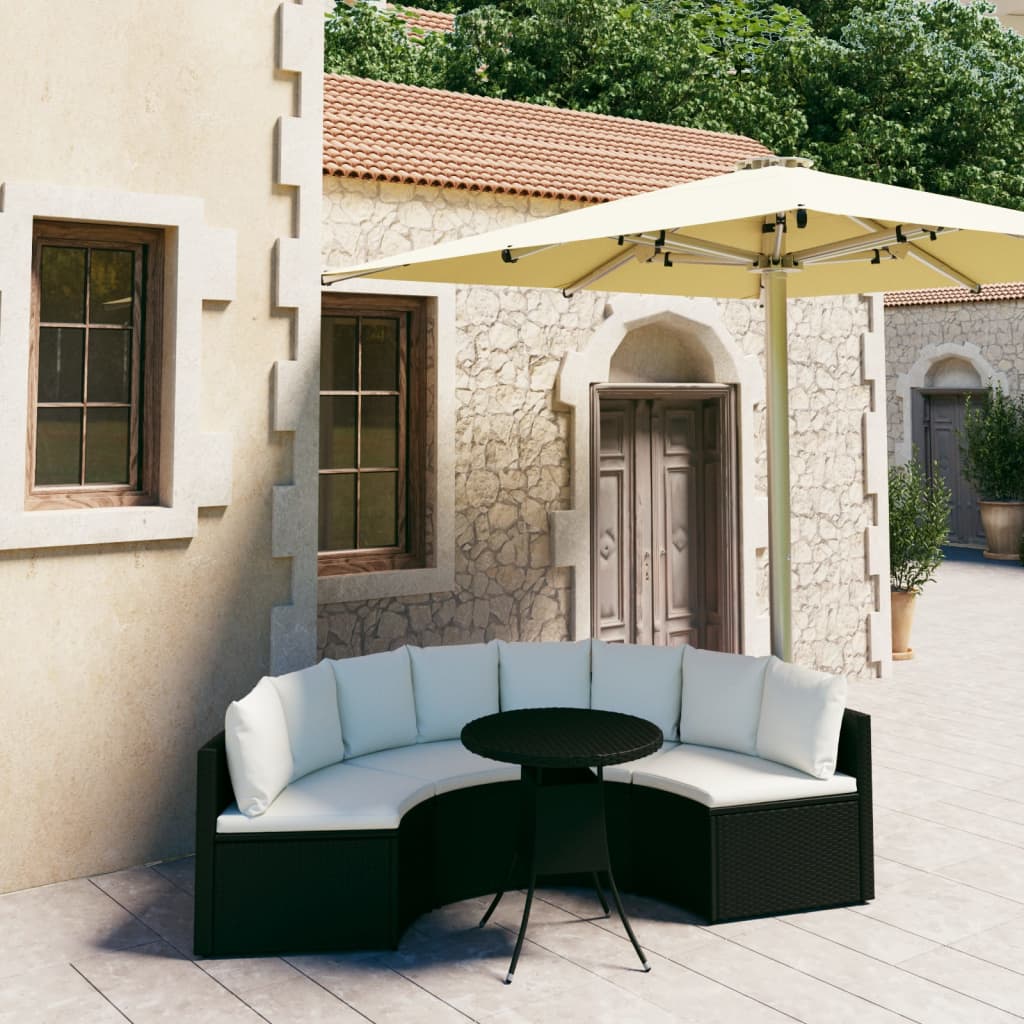 vidaXL 5 Piece Garden Sofa Set with Cushions Poly Rattan Black