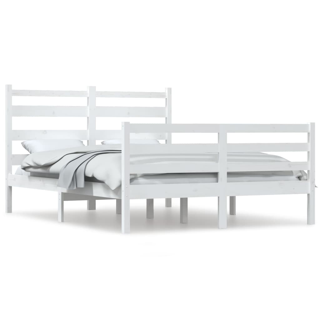 vidaXL Bed Frame Solid Wood Pine 160x200 cm White