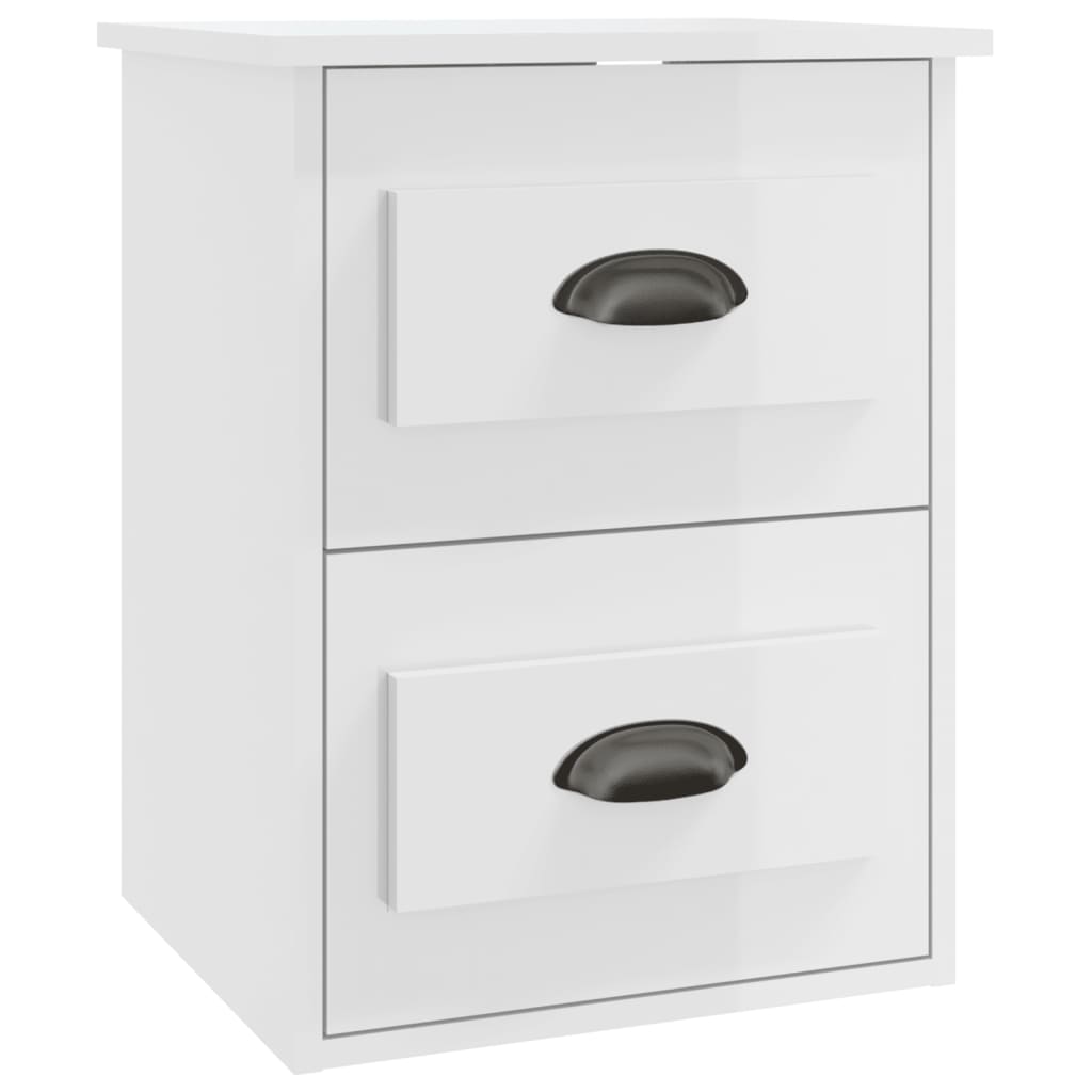 vidaXL Wall-mounted Bedside Cabinet High Gloss White 41.5x36x53cm