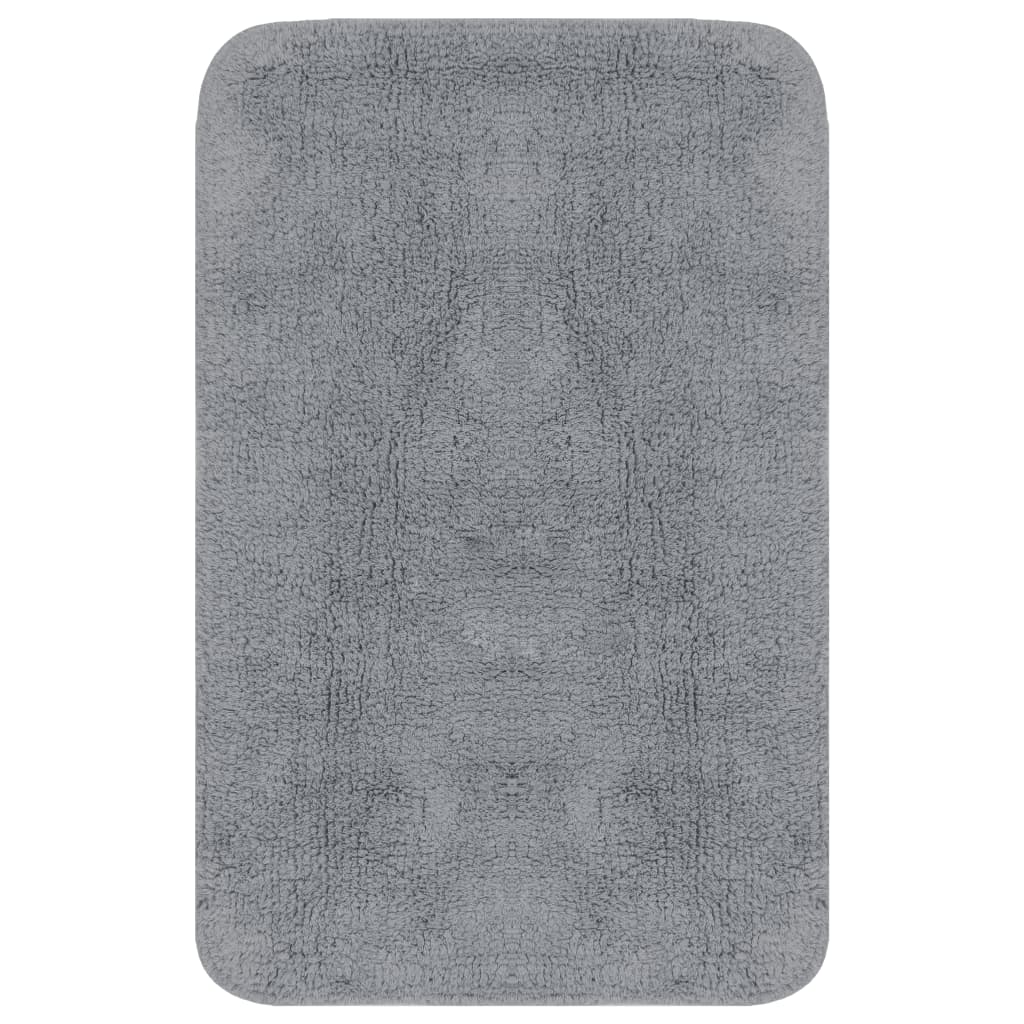 vidaXL Bathroom Mat Set 3 Pieces Fabric Grey