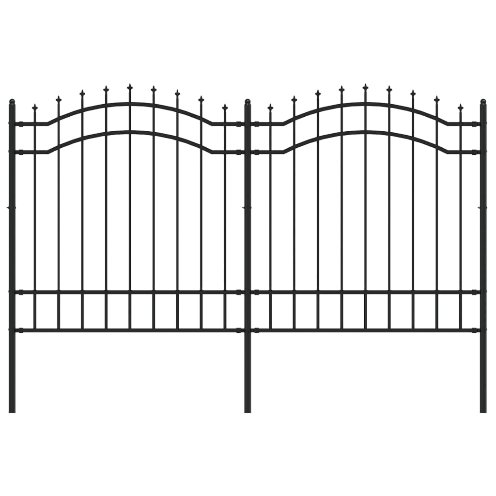 vidaXL Garden Fence with Spear Top Black 165 cm Powder-coated Steel