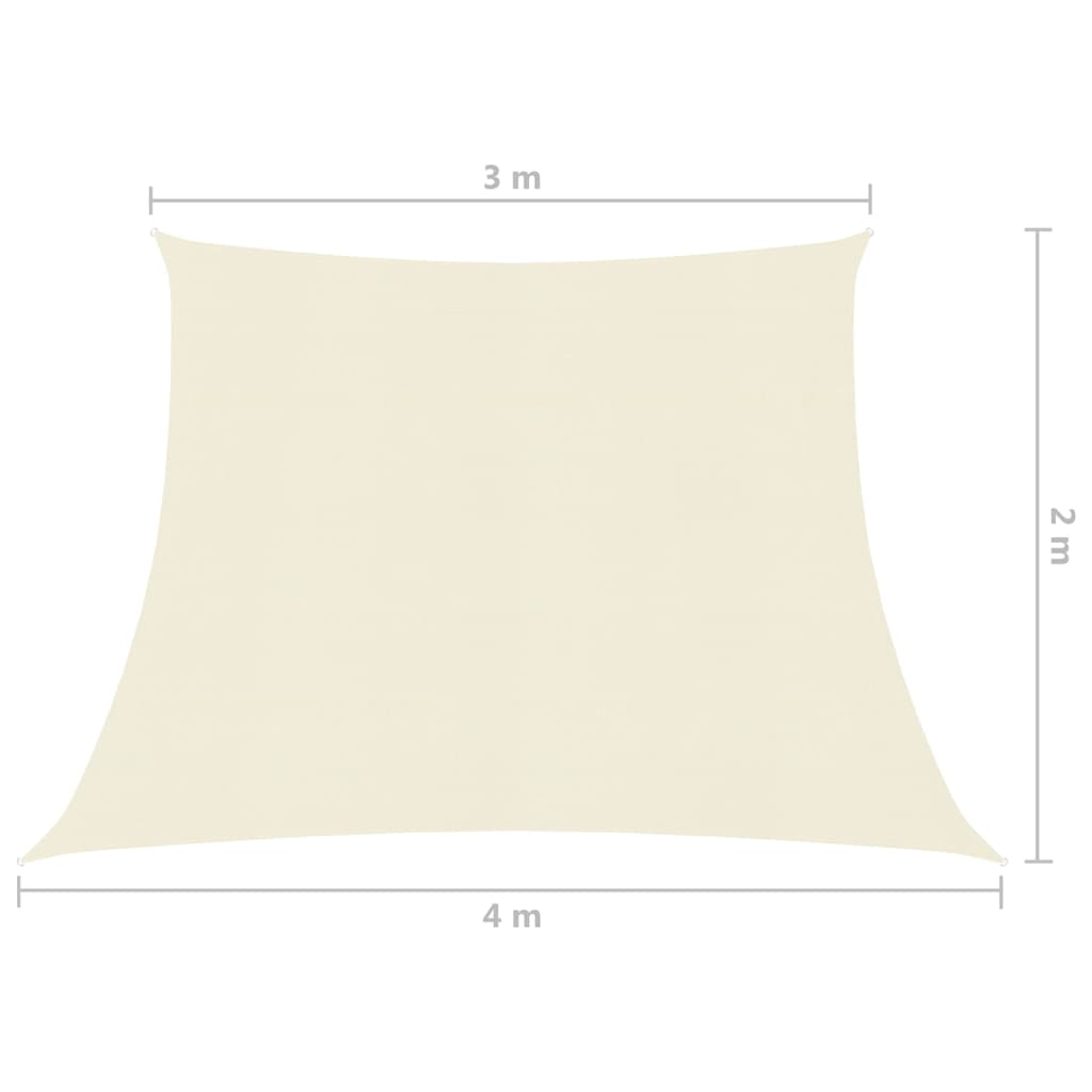 vidaXL Sunshade Sail 160 g/m² Cream 3/4x2 m HDPE