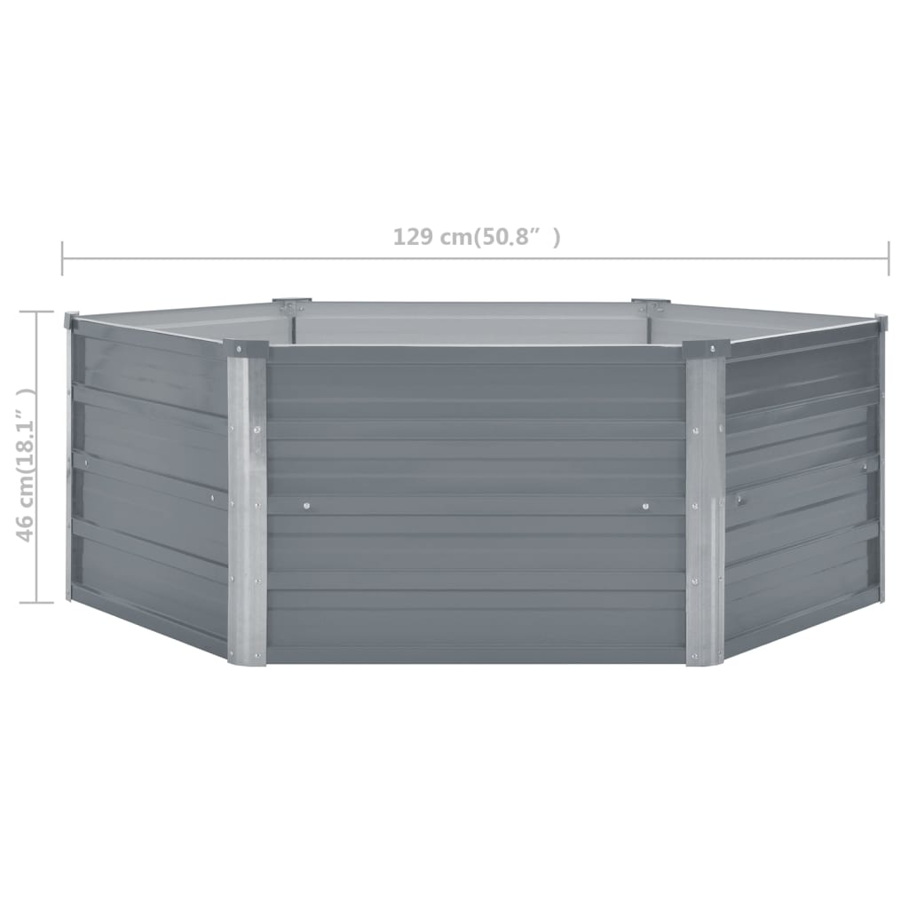 vidaXL Raised Garden Bed 129x129x46 cm Galvanised Steel Grey