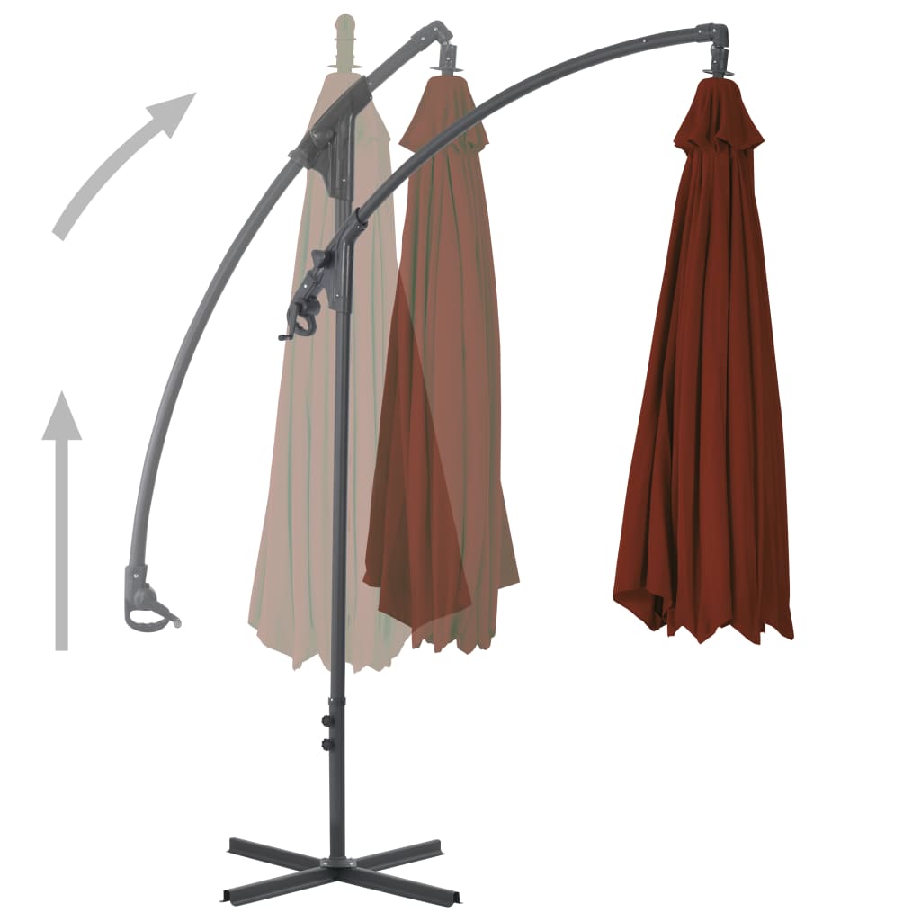 vidaXL Cantilever Umbrella with Steel Pole 300 cm Terracotta