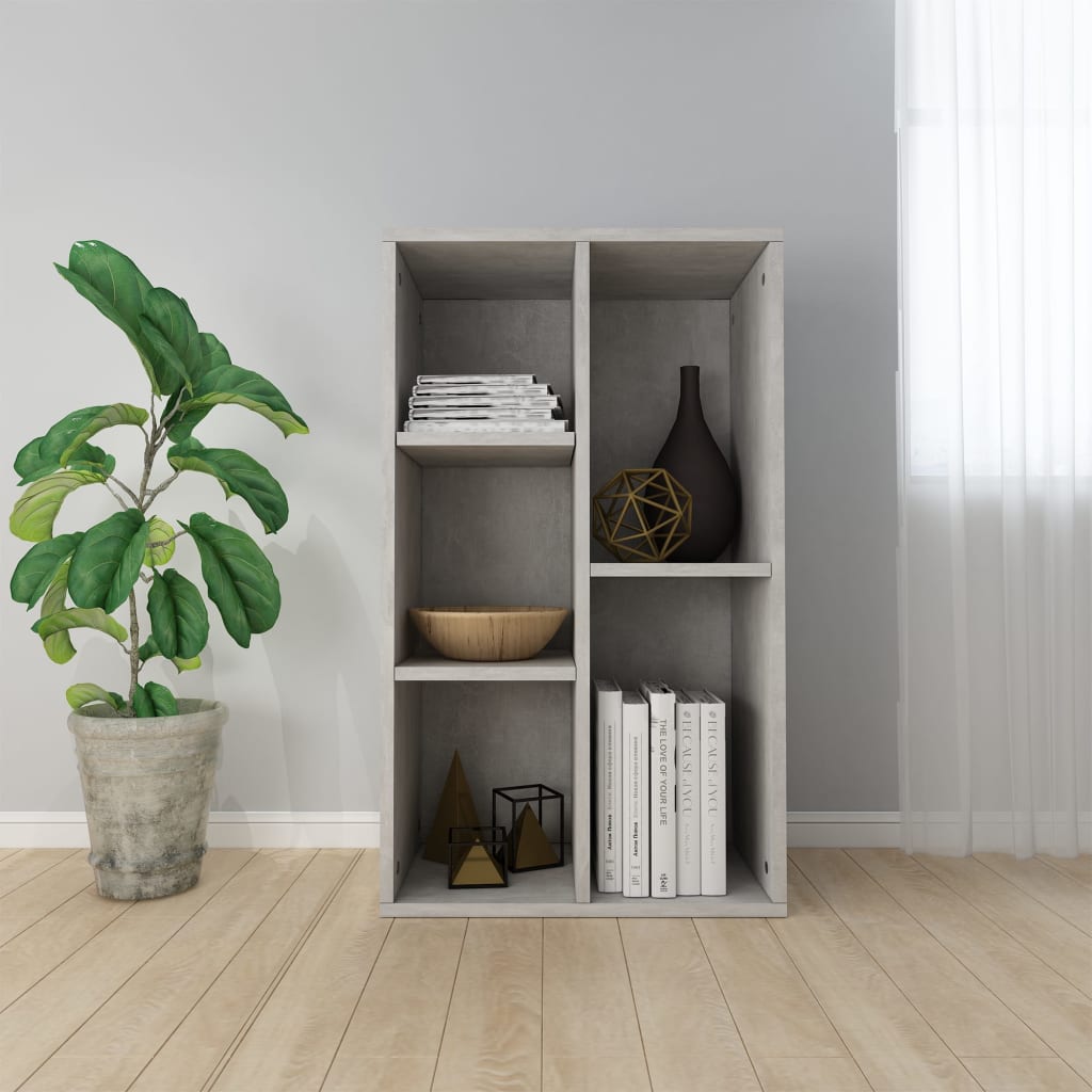 vidaXL Book Cabinet/Sideboard Concrete Grey 50x25x80 cm Engineered Wood