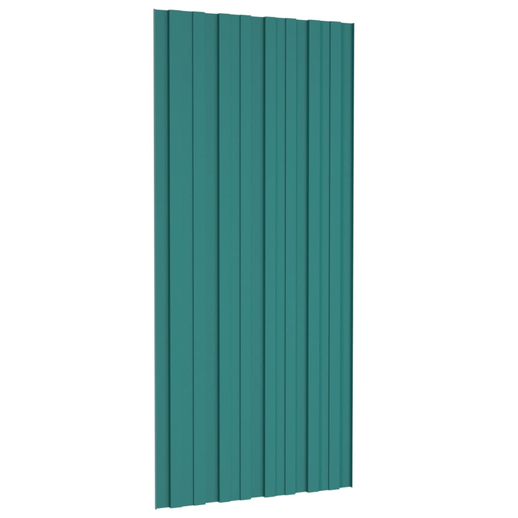 vidaXL Roof Panels 12 pcs Galvanised Steel Green 100x45 cm