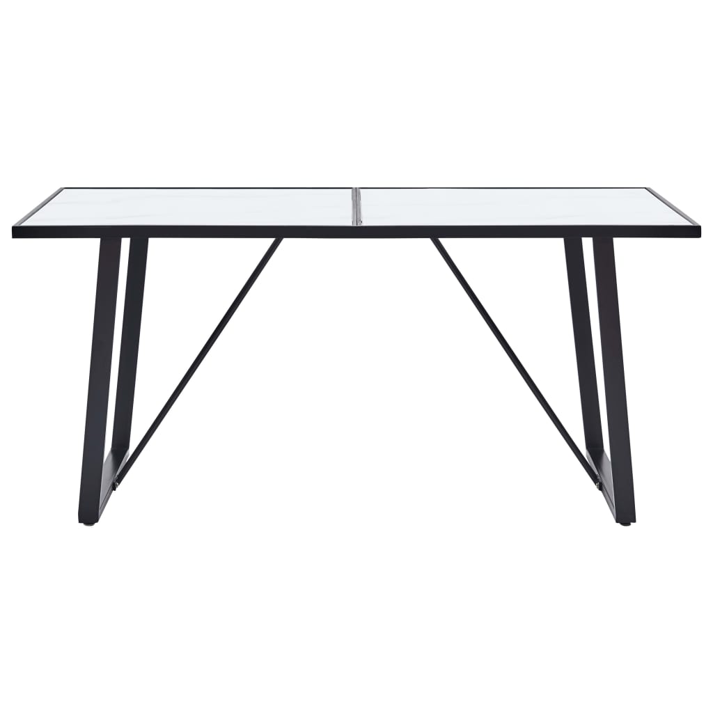 vidaXL Dining Table White 140x70x75 cm Tempered Glass