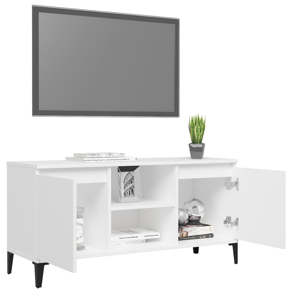 vidaXL TV Cabinet with Metal Legs White 103.5x35x50 cm