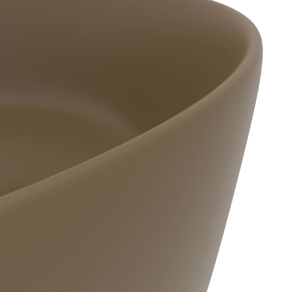 vidaXL Luxury Wash Basin Round Matt Cream 40x15 cm Ceramic