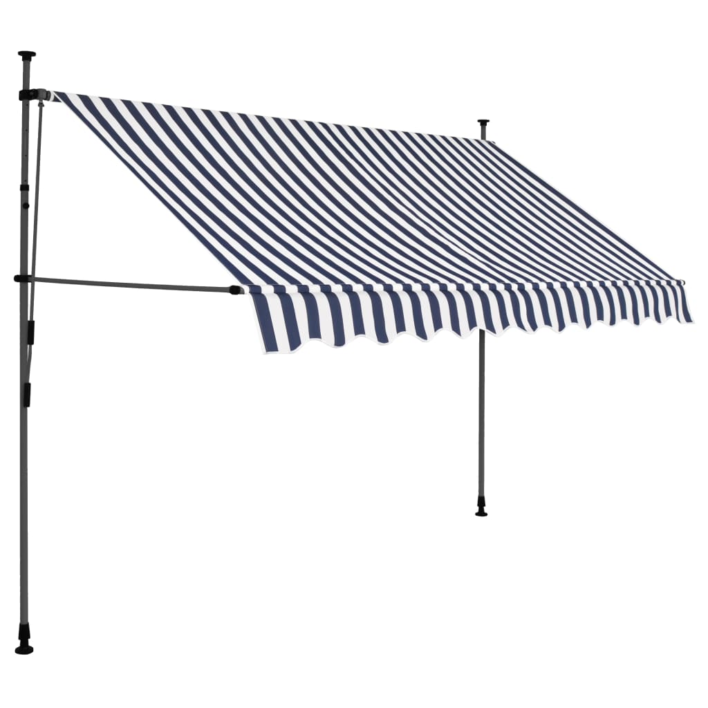 vidaXL Manual Retractable Awning with LED 300 cm Blue and White