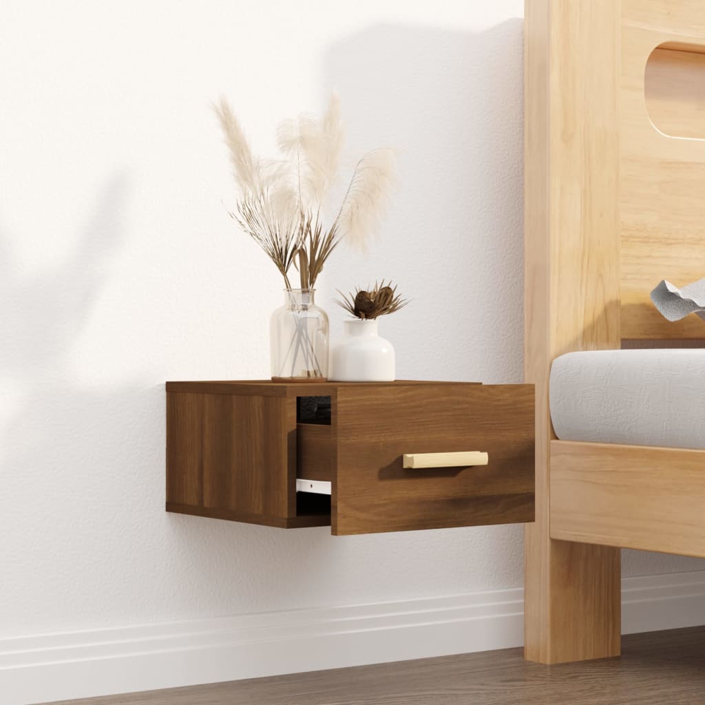 vidaXL Wall-mounted Bedside Cabinet Brown Oak 35x35x20 cm