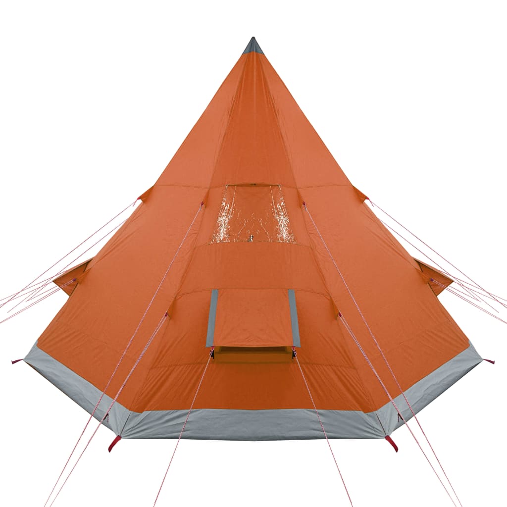 vidaXL Camping Tent 4 Persons Grey&Orange 367x367x259 cm 185T Taffeta