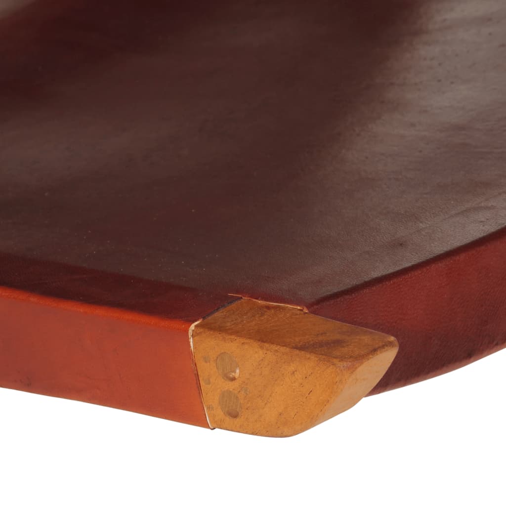 vidaXL Folding Relaxing Chair Dark Brown Real Leather