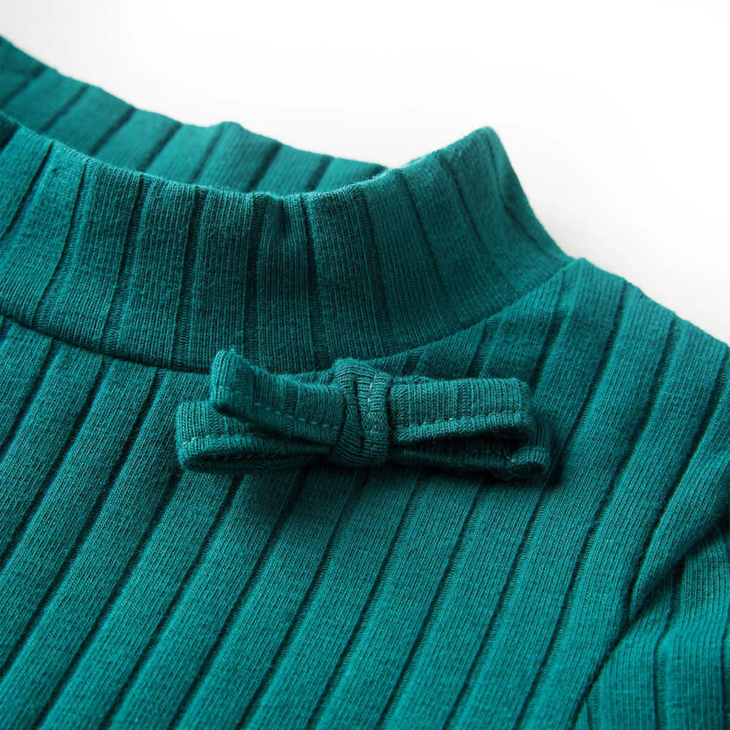 Kids' T-shirt with Long Sleeves Rib-knit Dark Green 92