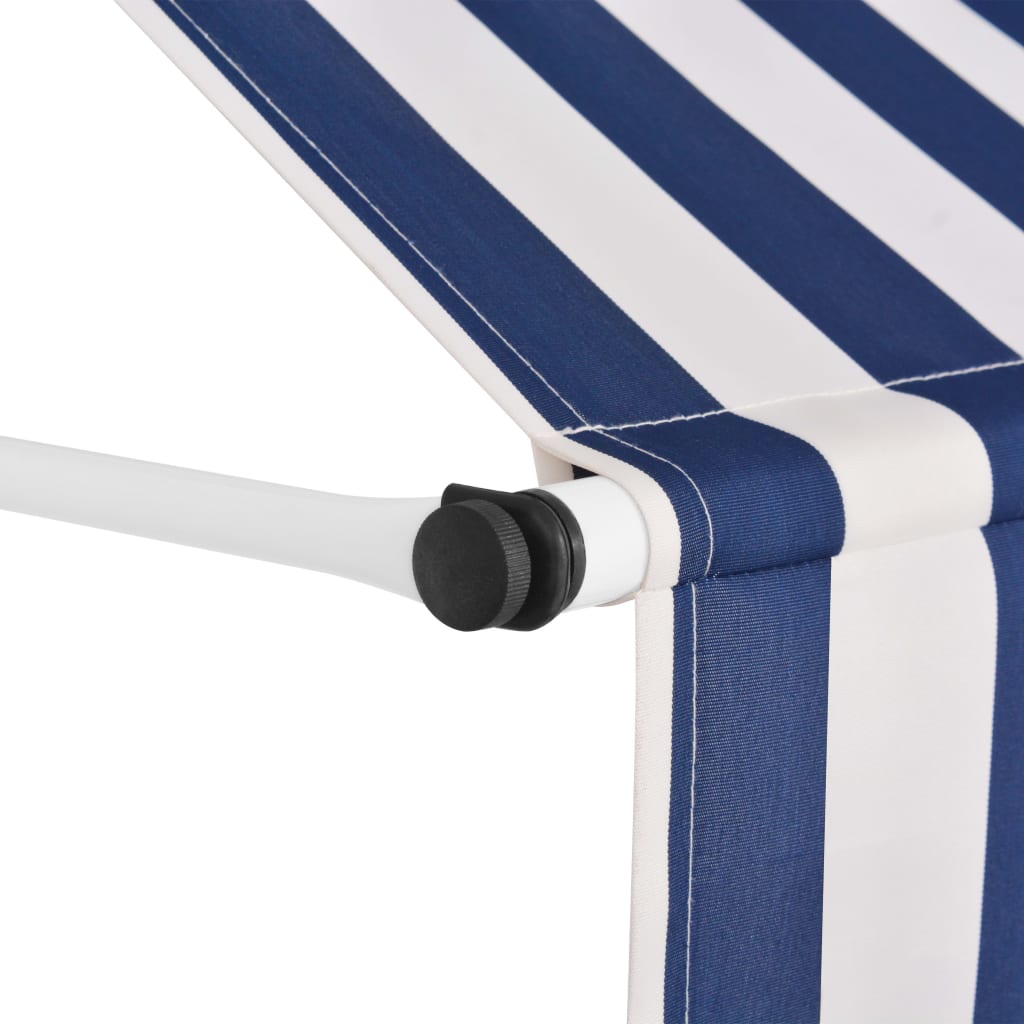 vidaXL Manual Retractable Awning 350 cm Blue and White Stripes