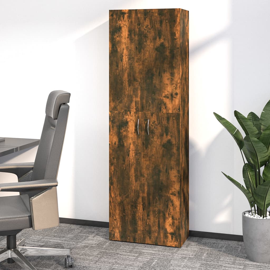 vidaXL Office Cabinet Smoked Oak 60x32x190 cm Engineered Wood