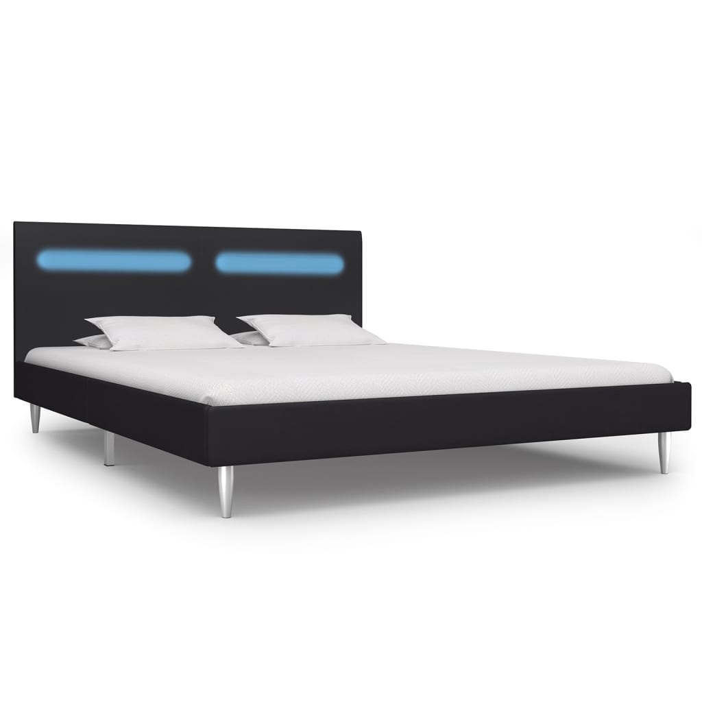 vidaXL Bed Frame with LED Black Fabric 160x200 cm