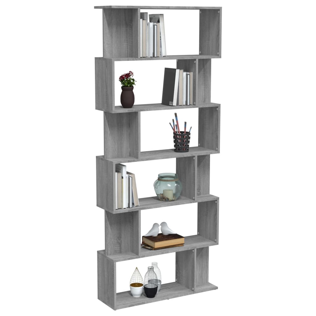 vidaXL Book Cabinet/Room Divider Grey Sonoma 80x24x192 cm Engineered Wood